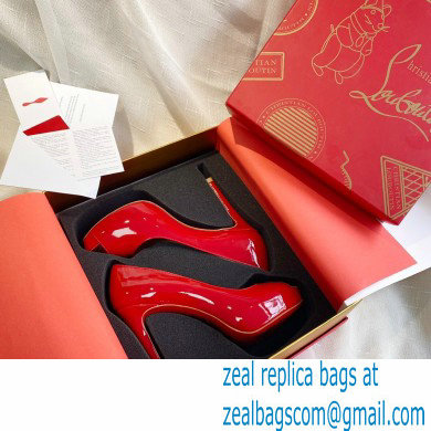 Christian Louboutin Heel 10cm New Very Prive Patent Leather Platform Peep-toe Pumps Red