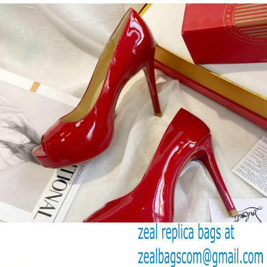 Christian Louboutin Heel 10cm New Very Prive Patent Leather Platform Peep-toe Pumps Red - Click Image to Close