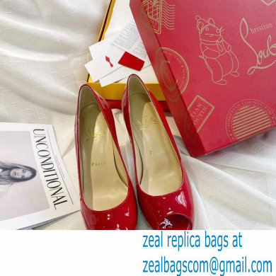 Christian Louboutin Heel 10cm New Very Prive Patent Leather Platform Peep-toe Pumps Red