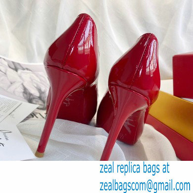 Christian Louboutin Heel 10cm New Very Prive Patent Leather Platform Peep-toe Pumps Red