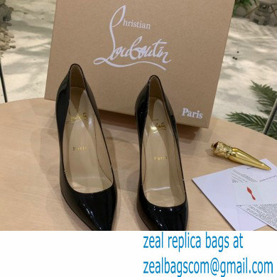 Christian Louboutin Heel 10cm Patent Leather Pointy-toe Pumps Black - Click Image to Close