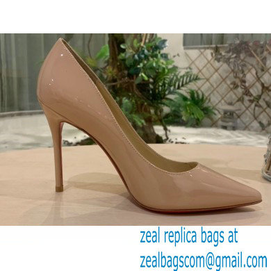 Christian Louboutin Heel 10cm Patent Leather Pointy-toe Pumps Nude