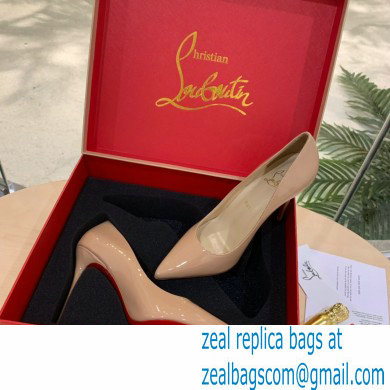 Christian Louboutin Heel 10cm Patent Leather Pointy-toe Pumps Nude - Click Image to Close