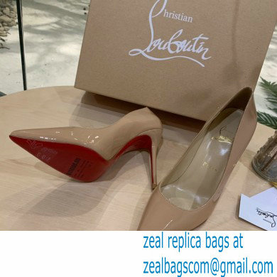 Christian Louboutin Heel 10cm Patent Leather Pointy-toe Pumps Nude - Click Image to Close