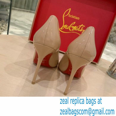 Christian Louboutin Heel 10cm Patent Leather Pointy-toe Pumps Nude