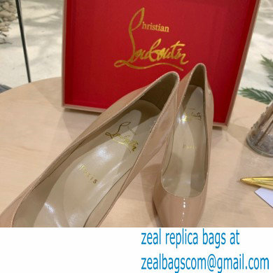 Christian Louboutin Heel 10cm Patent Leather Pointy-toe Pumps Nude - Click Image to Close