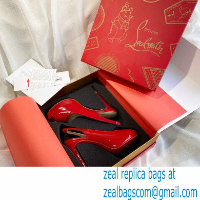 Christian Louboutin Heel 10cm Private Number Patent Leather Platform Peep-toe Slingback Pumps Red