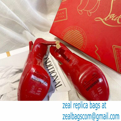 Christian Louboutin Heel 10cm Private Number Patent Leather Platform Peep-toe Slingback Pumps Red