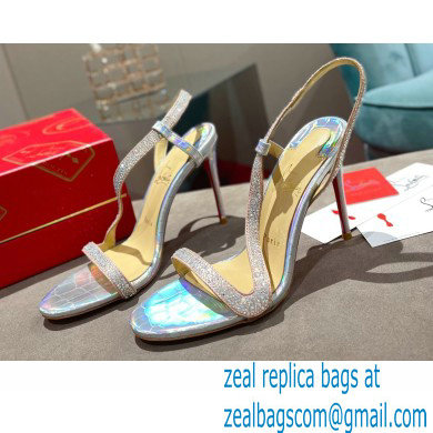 Christian Louboutin Heel 10cm Rosalie Strass Sandals Rainbow Silver