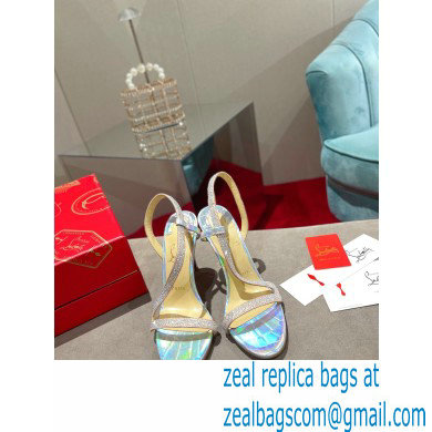 Christian Louboutin Heel 10cm Rosalie Strass Sandals Rainbow Silver