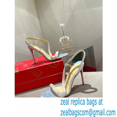 Christian Louboutin Heel 10cm Rosalie Strass Sandals Rainbow Silver