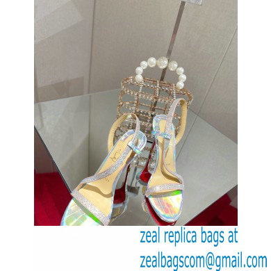 Christian Louboutin Heel 10cm Rosalie Strass Sandals Rainbow Silver