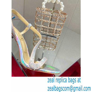 Christian Louboutin Heel 10cm Rosalie Strass Sandals Rainbow Silver