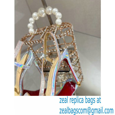 Christian Louboutin Heel 10cm Rosalie Strass Sandals Rainbow Silver