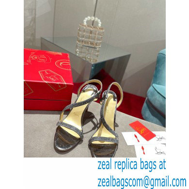 Christian Louboutin Heel 10cm Rosalie Strass Sandals Silver