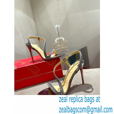 Christian Louboutin Heel 10cm Rosalie Strass Sandals Silver - Click Image to Close