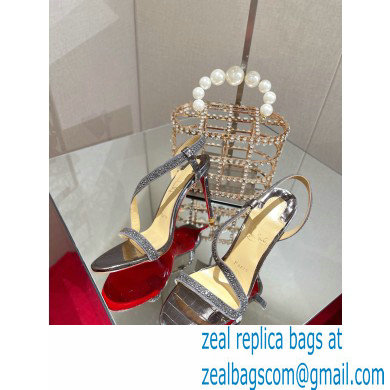 Christian Louboutin Heel 10cm Rosalie Strass Sandals Silver - Click Image to Close