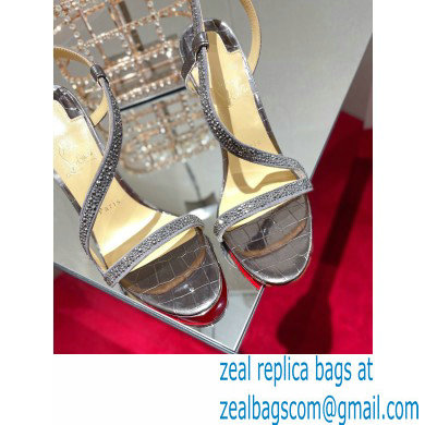 Christian Louboutin Heel 10cm Rosalie Strass Sandals Silver - Click Image to Close