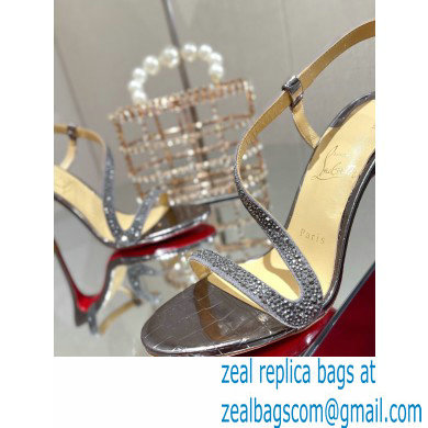 Christian Louboutin Heel 10cm Rosalie Strass Sandals Silver - Click Image to Close