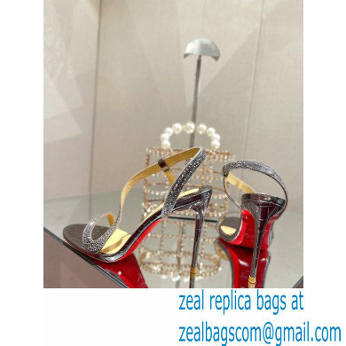 Christian Louboutin Heel 10cm Rosalie Strass Sandals Silver - Click Image to Close