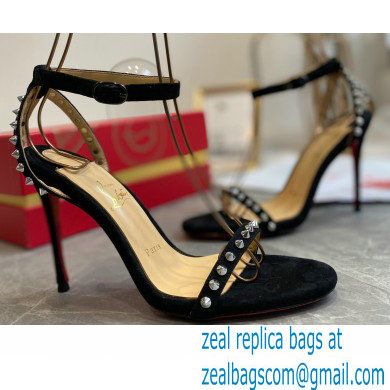 Christian Louboutin Heel 10cm So Me spike-embellished Sandals Suede Black - Click Image to Close