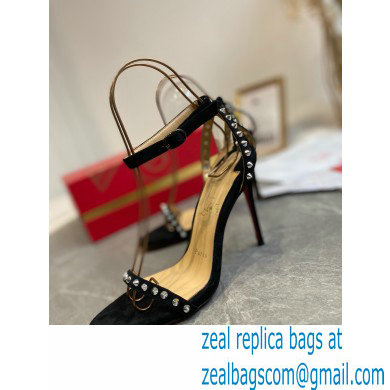 Christian Louboutin Heel 10cm So Me spike-embellished Sandals Suede Black - Click Image to Close