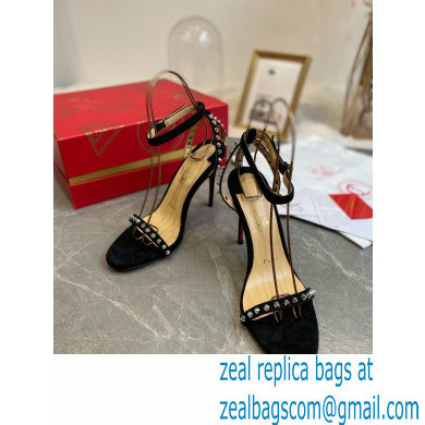 Christian Louboutin Heel 10cm So Me spike-embellished Sandals Suede Black - Click Image to Close