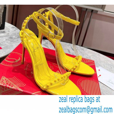 Christian Louboutin Heel 10cm So Me spikes Sandals Patent Yellow - Click Image to Close