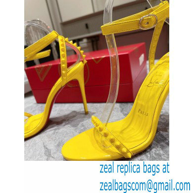 Christian Louboutin Heel 10cm So Me spikes Sandals Patent Yellow - Click Image to Close