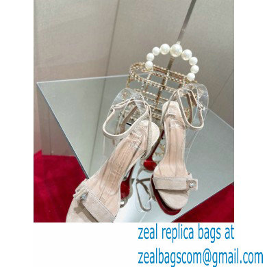Christian Louboutin Heel 10cm Umberta Suede Spike Sandals Beige - Click Image to Close