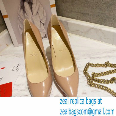 Christian Louboutin Heel 11.5cm Platform 1.5cm Patent Leather Pointy-toe Pumps Nude - Click Image to Close