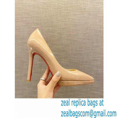 Christian Louboutin Heel 11.5cm Platform 1.5cm Patent Leather Pointy-toe Pumps Nude