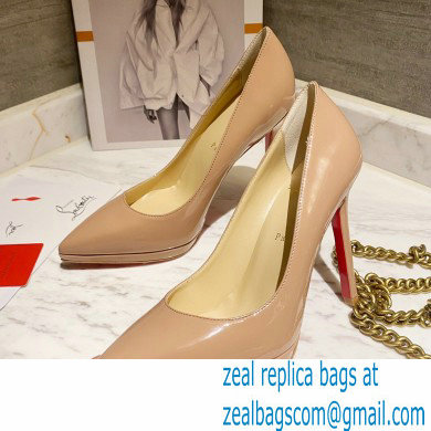 Christian Louboutin Heel 11.5cm Platform 1.5cm Patent Leather Pointy-toe Pumps Nude - Click Image to Close