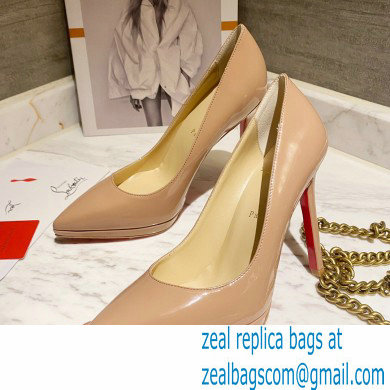 Christian Louboutin Heel 11.5cm Platform 1.5cm Patent Leather Pointy-toe Pumps Nude