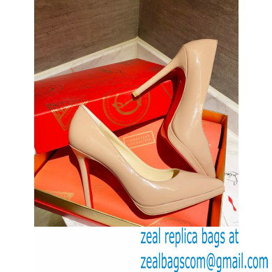 Christian Louboutin Heel 11.5cm Platform 1.5cm Patent Leather Pointy-toe Pumps Nude