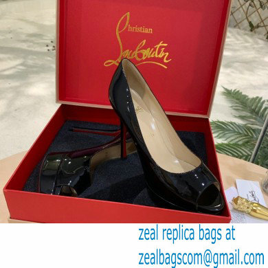 Christian Louboutin Heel 12.5cm Platform 4cm Patent Leather Peep-toe Pumps Black - Click Image to Close