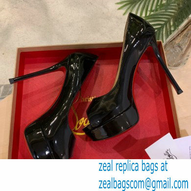 Christian Louboutin Heel 12.5cm Platform 4cm Patent Leather Peep-toe Pumps Black