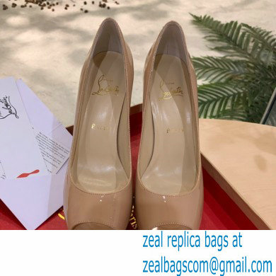 Christian Louboutin Heel 12.5cm Platform 4cm Patent Leather Peep-toe Pumps Nude - Click Image to Close