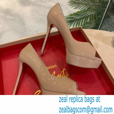 Christian Louboutin Heel 12.5cm Platform 4cm Patent Leather Peep-toe Pumps Nude - Click Image to Close