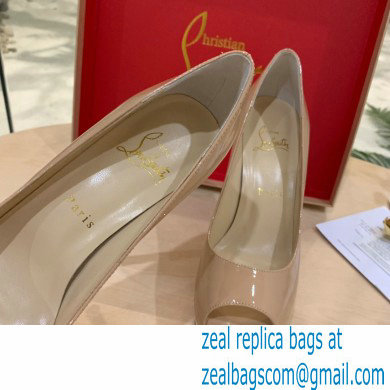 Christian Louboutin Heel 12.5cm Platform 4cm Patent Leather Peep-toe Pumps Nude