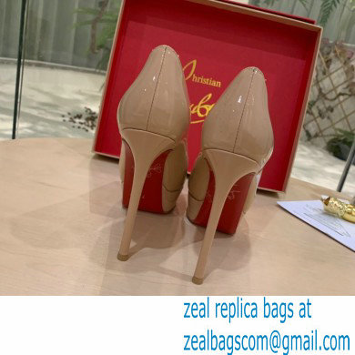 Christian Louboutin Heel 12.5cm Platform 4cm Patent Leather Peep-toe Pumps Nude