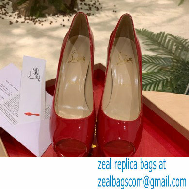 Christian Louboutin Heel 12.5cm Platform 4cm Patent Leather Peep-toe Pumps Red - Click Image to Close