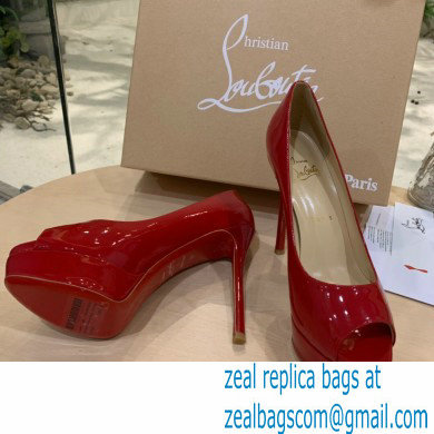 Christian Louboutin Heel 12.5cm Platform 4cm Patent Leather Peep-toe Pumps Red - Click Image to Close