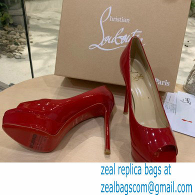 Christian Louboutin Heel 12.5cm Platform 4cm Patent Leather Peep-toe Pumps Red