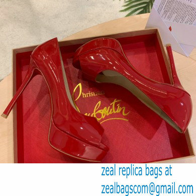 Christian Louboutin Heel 12.5cm Platform 4cm Patent Leather Peep-toe Pumps Red