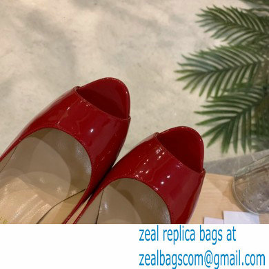 Christian Louboutin Heel 12.5cm Platform 4cm Patent Leather Peep-toe Pumps Red