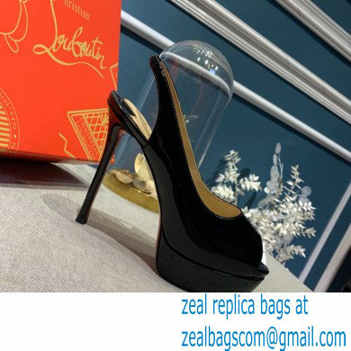 Christian Louboutin Heel 12.5cm Platform 4cm Patent Leather Peep-toe Slingback Pumps Black - Click Image to Close