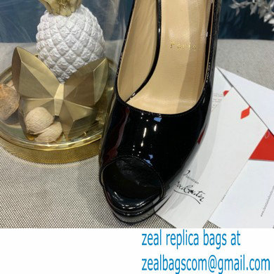 Christian Louboutin Heel 12.5cm Platform 4cm Patent Leather Peep-toe Slingback Pumps Black