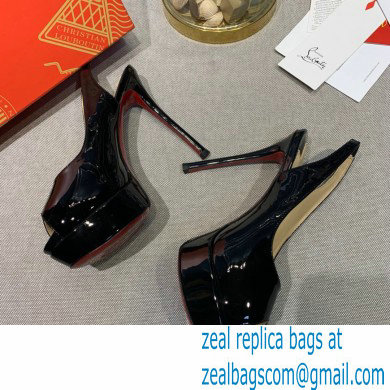 Christian Louboutin Heel 12.5cm Platform 4cm Patent Leather Peep-toe Slingback Pumps Black - Click Image to Close