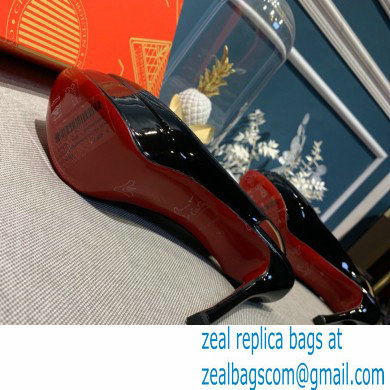 Christian Louboutin Heel 12.5cm Platform 4cm Patent Leather Peep-toe Slingback Pumps Black